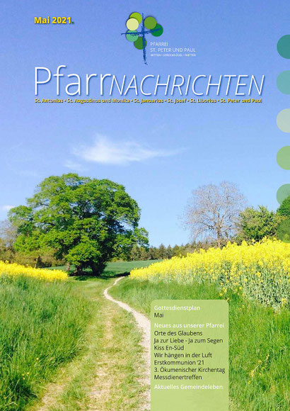 Titelseite der Pfarrnachrichten für den Monat Mai 2021