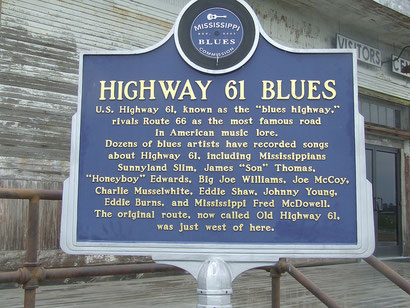 panneau du Blues Trail : Highway 61 Blues
