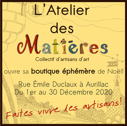 Isabelle Gerbault Mosaïque est à Aurillac, Boutique de Noël 2020, l'Atelier des Matières
