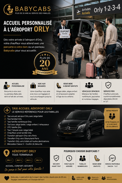 Taxi avec siège bébé Orly aéroport 