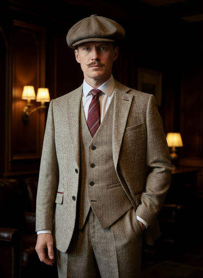 authentic heritage vintage peaky blinders style tweed anzug hemd krawatte herren diefenthal muetze mütze tommy shelby cap