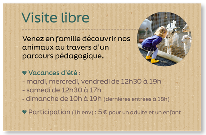 Horaires des visites libres à la ferme pédagogique l'Arche de Noah
