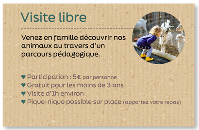 Horaires des visites libres à la ferme pédagogique l'Arche de Noah
