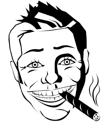 Portraitkarikatur Logo, Mann mit Zigarre