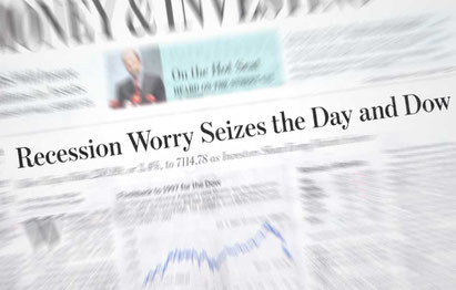 bad news headlines about recession and stock market