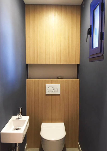 Architecture interieure decoration agencement la maison 17 quimper finistere  mobilier sur mesure toilette chêne 