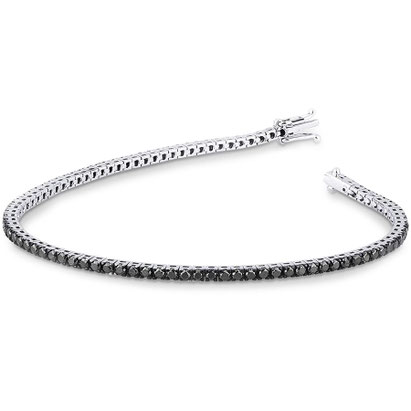 Bracciale Tennis In Oro Bianco con Diamanti  Neri Carati 1,60 prezzi sconti offerte 