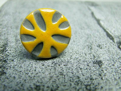 bague ceramique raku jaune