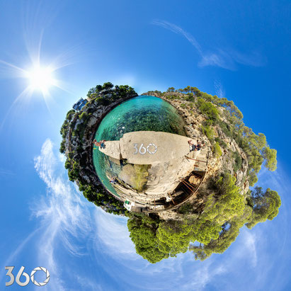 Belichtungsreise, Little Planet, Cala Pi, Mallorca, Strand, Kugelpanorama, Panorama, 360 Grad, 360 Grad Panorama, schönste Bucht Mallorca, Bucht