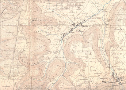 Ausschnitt aus der Siegfried-Karte, Blatt 34, nachgeführt bis 1913, gedruckt 1926.