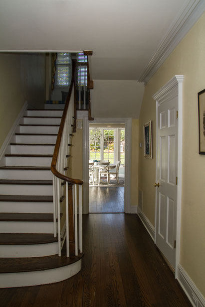 View from foyer through new breakfast nook into backyard.