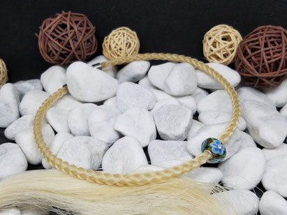 Pferdehaar-Collier, Kette aus Pferdehaar - Murano Glas Perle