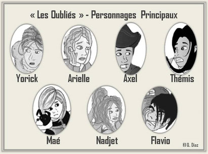 dessin des personnages principaux du livre "Les Oubliés" par Quentin Diaz