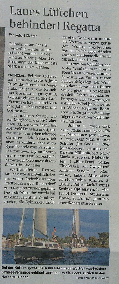 Prenzlauer Zeitung vom 04. September 2014