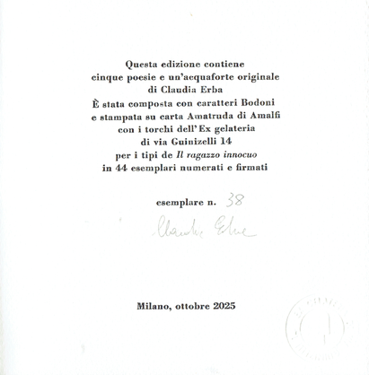 colophon numerato e firmato