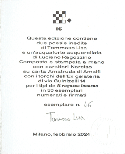 colophon numerato e firmato