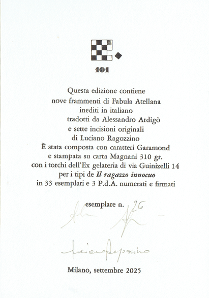 colophon numerato e firmato