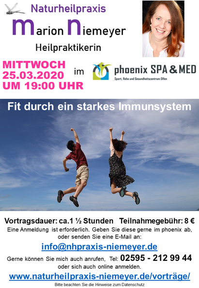 Vortrag Immunsystem stärken am 25.03.2020 im phoenix in Olfen. Heilpraktikerin Marion Niemeyer