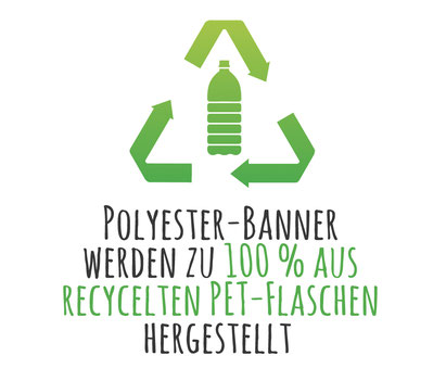 Polyester-Banner  aus  100 % recycelten  PET-Flaschen