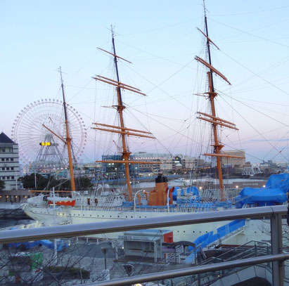 Nihon-maru in dock, Yokohama Harbor