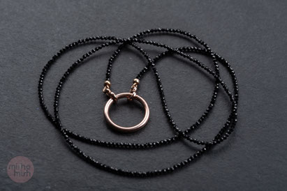 lange Edelsteinkette, Stein facetiert 2mm, Verschluss Roségold, Gelbgold oder Silber