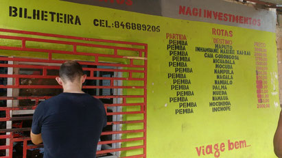 Buying tickets for the Pemba-Vilankulo bus with Nagi Investment. Pemba, Mozambique. Dante Harker