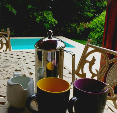 Morning coffee on our private balcony at the Bahia Mar Boutique Hotel, Vilankulo - Dante Harker