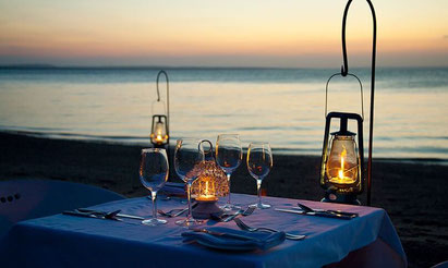 Our romantic candlelit dinner on the beach at Azura Benguerra, Mozambique. Dante Harker