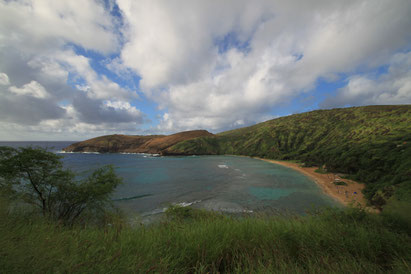 Hanauma Bay on Oahu was first used as a movie location for John Wayne's "Big Jim McLain", more prominently the volcanic crater was the background for Elvis Presley's "Blue Hawaii". 