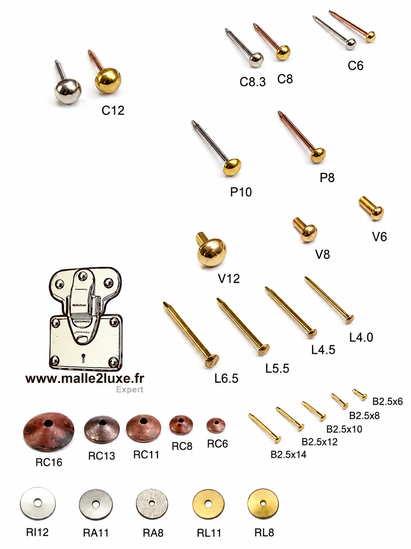 clou massif spéciaux pour malletier en laiton tete bombée Louis Vuitton Goyard moynat