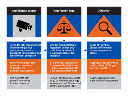 Les trois mécanismes d'amplification des infractions enregistrées - Surveillance, redéfinition légale et détection