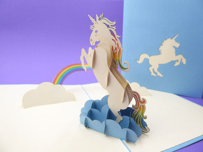 Carte pop-up licorne 3D - carte kirigami licorne