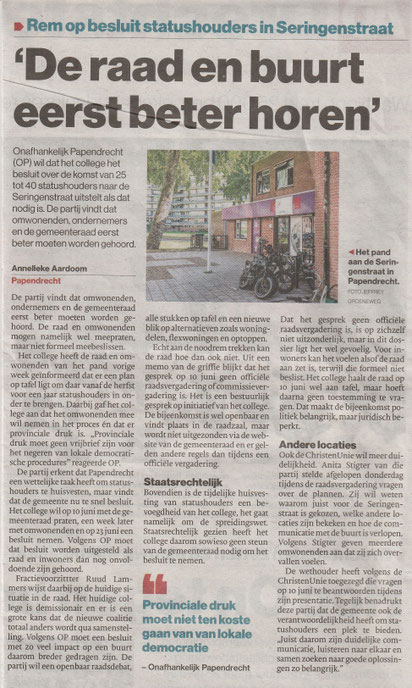 Artikel in het AD