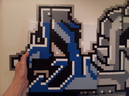 Lazy65_ Pixelpower 2009-2011 Acrylics on Canvas 01 (80x200 cm) 02 (30x30 cm) Sold