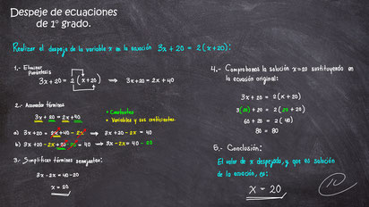 Procedimiento de despeje usando sumas y restas. Click para agrandar