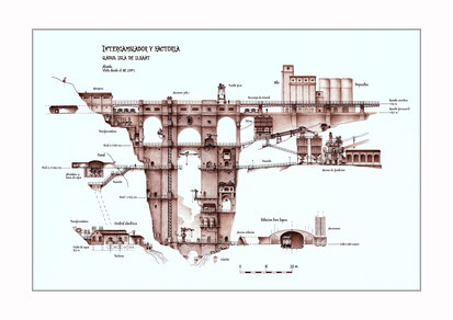 dibujos, dibujo arquitectonico, arquitectura fantastica, arte fantastico, dibujo fantastico, dibujantes españoles, dibujos a boligrafo, dibujos de puentes