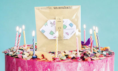 Carte, origami, anniversaire, 