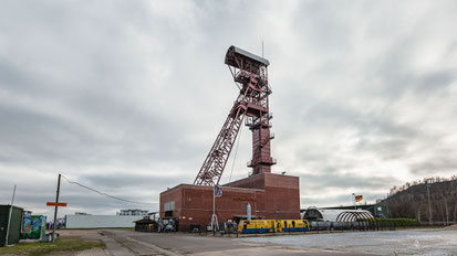 Fördergerüst der Zeche Sophia Jacoba Schacht 3 in Hückelhoven im Aachen-Limburger Revier (Zechen im Aachener Revier)