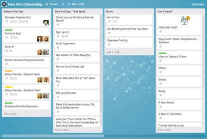 Voorbeeld van Trello