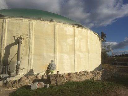 Biogasbehälter dämmen, nachträgliche Biogasbehälter Isolierung, Biogasbehälter innen dämmen,Biogasbehälter außen dämmen