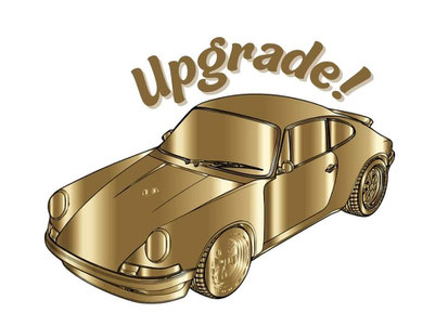 Goldener Porsche als Zeichnung / Bild: Gordon Johnson/pixabay - gekrümmter Schriftzug "Update!" über dem Auto in korresponierender Farbe durch My own Travel ergänzt