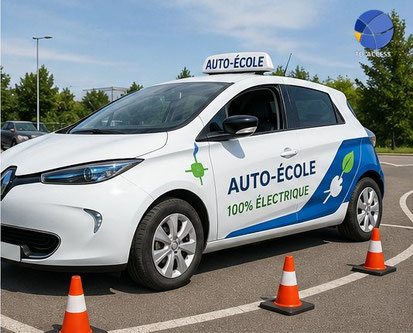 Véhicule électrique utilisé pour l'apprentissage du permis de conduire