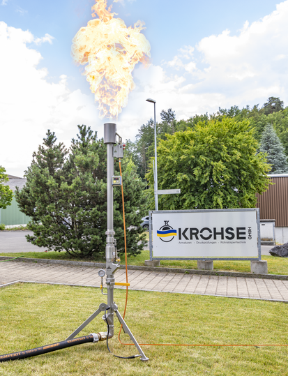 Abfackelgerät, Gasfackel, Torchère de gaz, gas in torcia, Flaring device, Restgas, restliche Gasmengen, Erdgas abfackeln, Biogas abfackeln, Wasserstoff abfackeln, EU-Methanverordnung