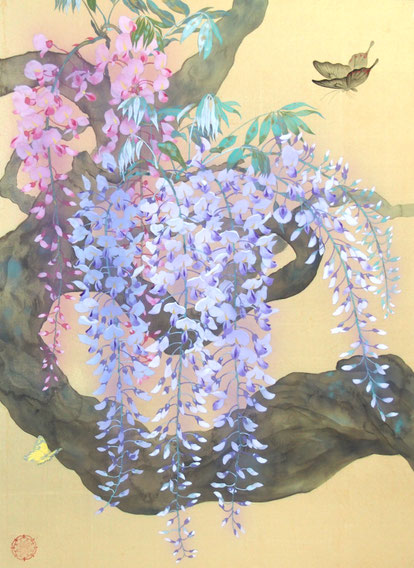 「恋ごころ」 P20 絹・岩絵具・金箔