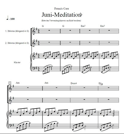 Juni-Meditation mit Klavierstimme