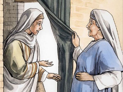 Elizabethe a été remplie d'esprit saint lorsqu'elle a reçu la visite de Marie, sa cousine. Le bébé a brusquement remué en elle.