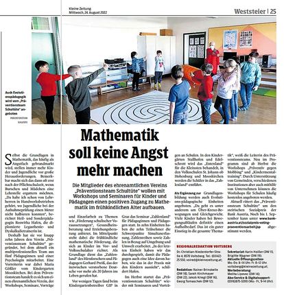 24.08.2022: Die Kleine Zeitung berichtet über unsere Nominierung zum Sozialpreis der Bank Austria, die Zuordung der Workshops zu den Schulen musste korrigiert werden.