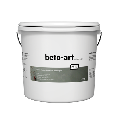 beto-art duo gibt es in zwei verschiedenen Körnungen. Grundspachtelung base für Struktur erarbeiten und feine finish für Endschicht.