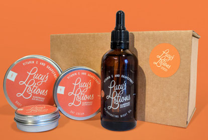 Lucy's Lotions Vitamin E & Grapefruit skincare products