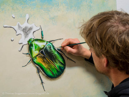 realistisch malen mit Acryl - Der schimmernde Käfer, Bild 4